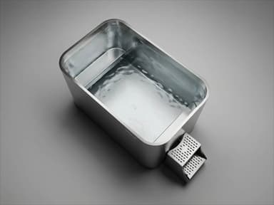 Lifted angle view of Colderatti Basin 4 Pro stainless steel basin