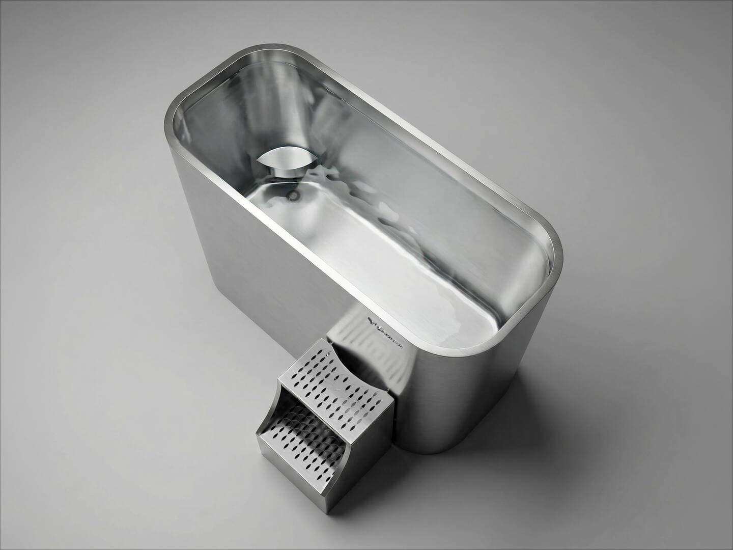 Interior view of Colderatti Dualpod 2 Pro stainless steel basin