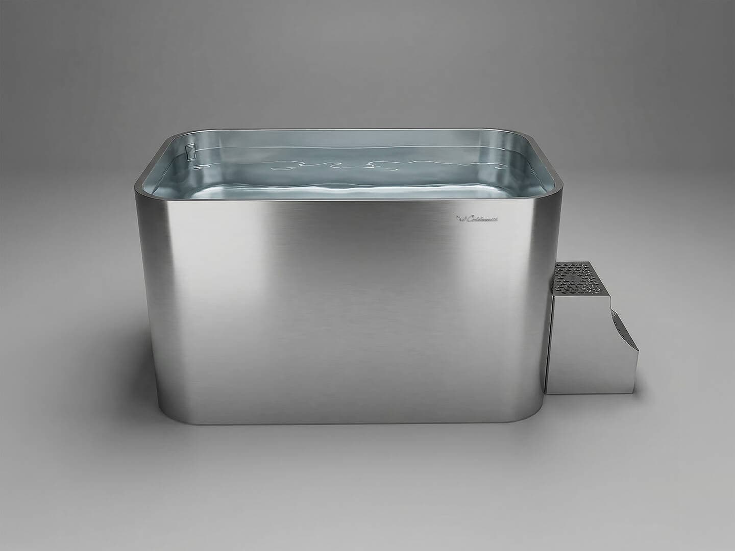 Colderatti Basin 4 Pro stainless steel cold plunge with step